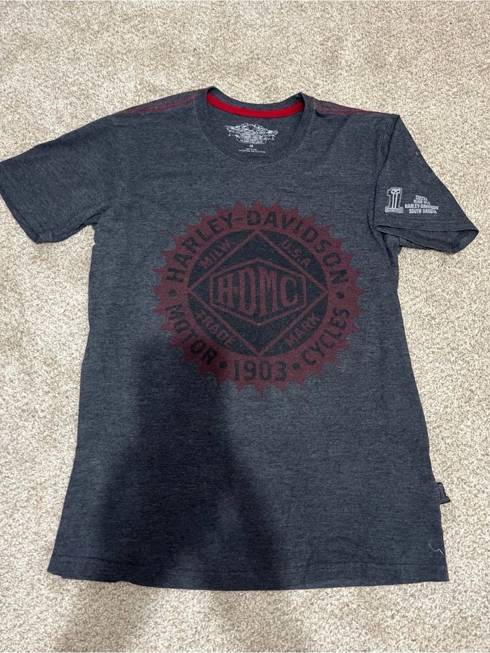 Harley-Davidson Dark Gray Tee with Maroon Logo